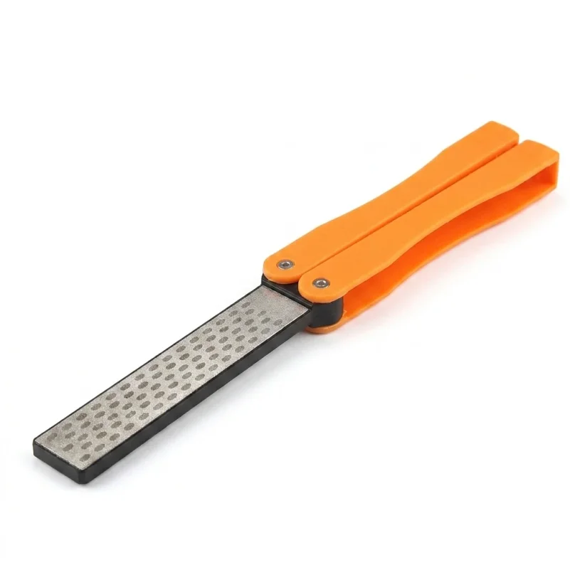 1PCS Portable Folding Pocket Knife Sharpener with Double Sided Diamond Sharpening Stone for Outdoor Use