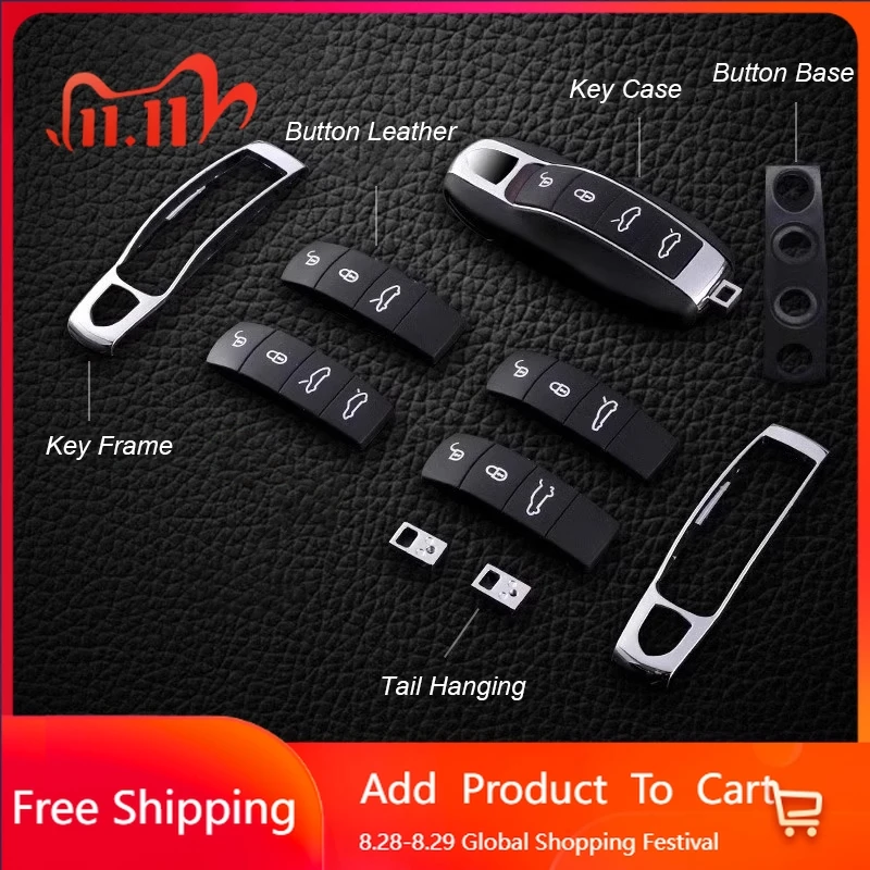 Interior Stickers For Porsche Cayenne Panamera Macan 911 718 Cayman Boxster Car Key Case Button Pad Modified Shell Middle Frame