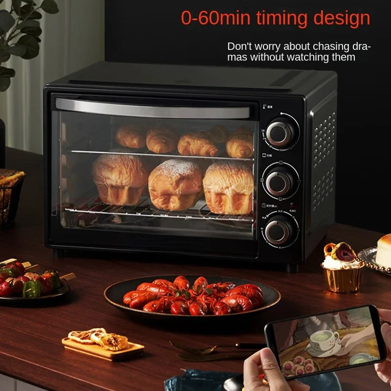 Electric Oven Household Multifunctional Baking Oven 32L Upper and Lower Heating Tubes Multi-layer Baking Position Pizza Oven