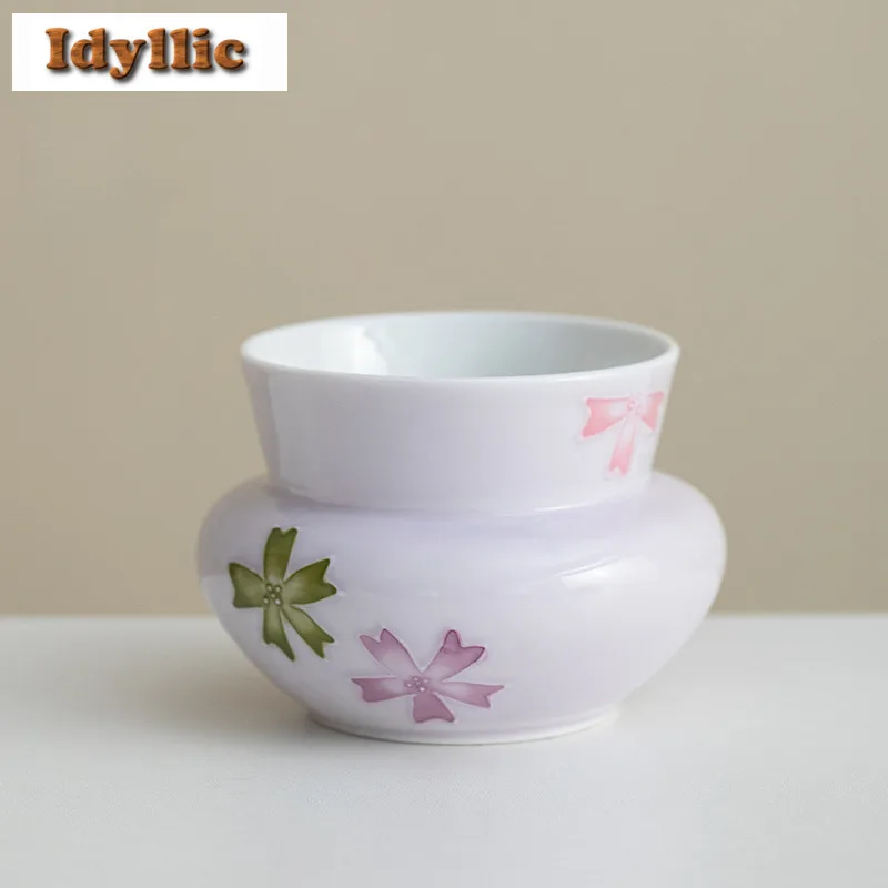 

375ml Hand Painted Arita Porcelain Jianshui Traditional Tea Wash Bowl Tea Residue Barrel Tea Dust Cylinder Barrel Chaxi Supplies