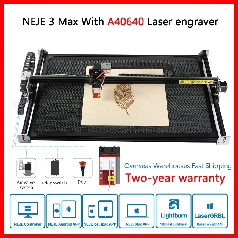 NEJE 3 Max A40640 80w CNC Desktop Wireless Laser Engraver Cutter Cutting Engraving Machine Router Lightburn GRBL App Control