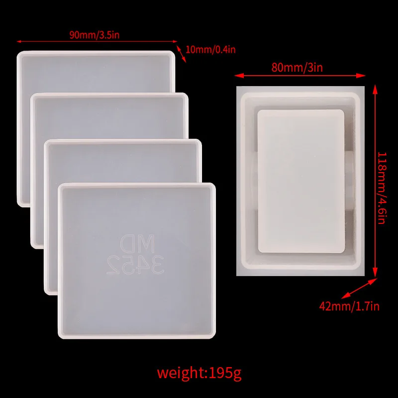 Set Of 5 Pieces DIY Circular Coaster Mold Crystal Epoxy Resin Mold Square Coaster Resin Silicone Mould Flower Cup Mat Mould