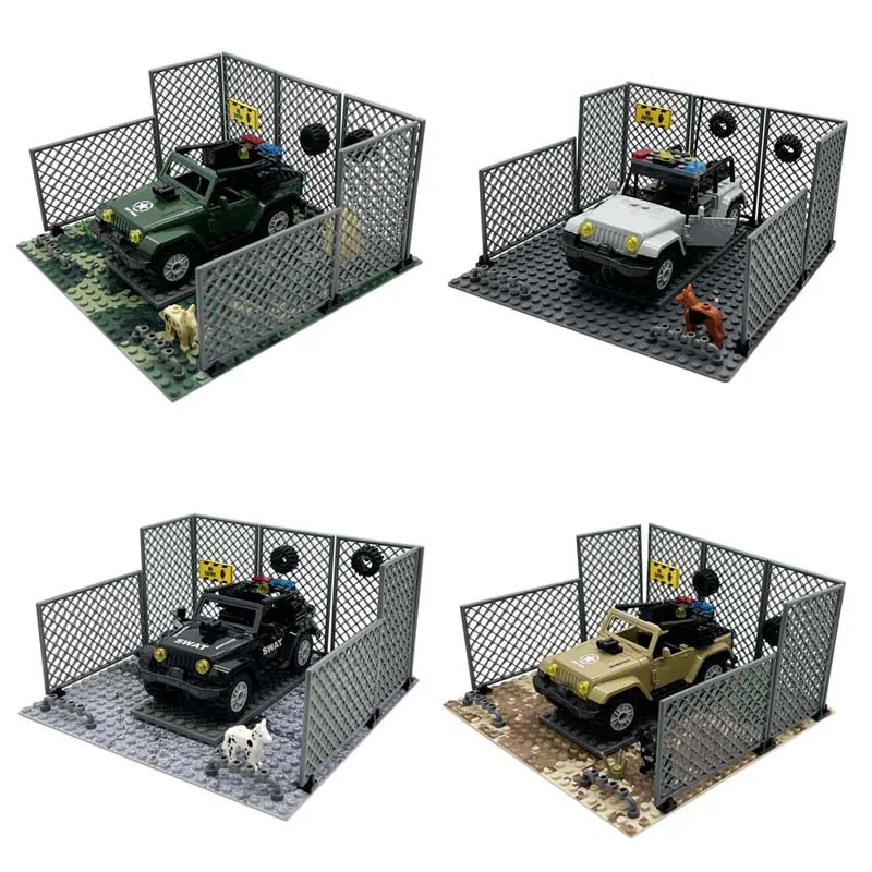 Garage car parking area fence mesh military wheels small particle building blocks wholesale