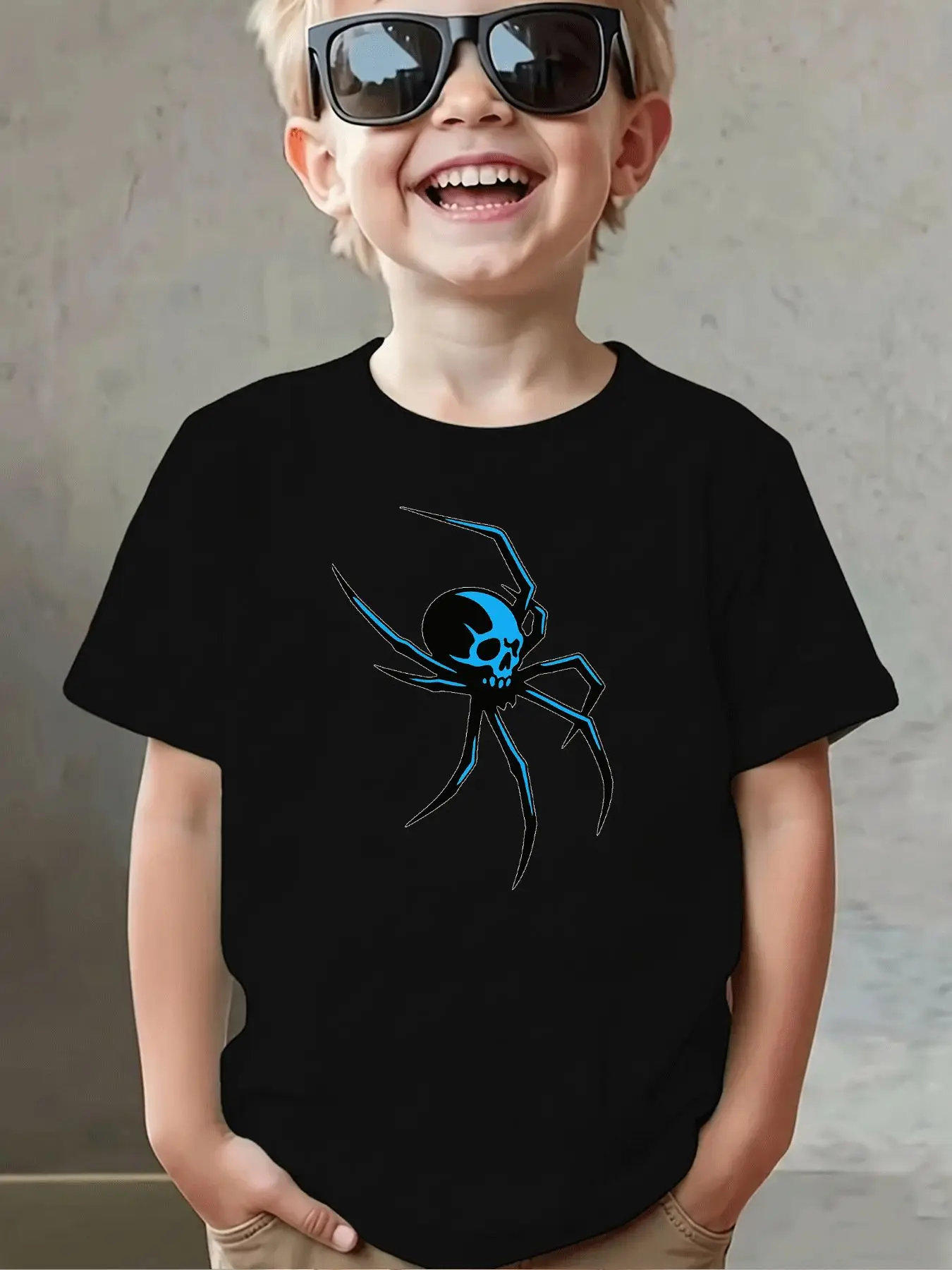 Kids Boys Girls Family Matching T‑Shirt Skull Spider Graphic Short Sleeve Tee Summer Casual Parent Child Daily Street Party Tops