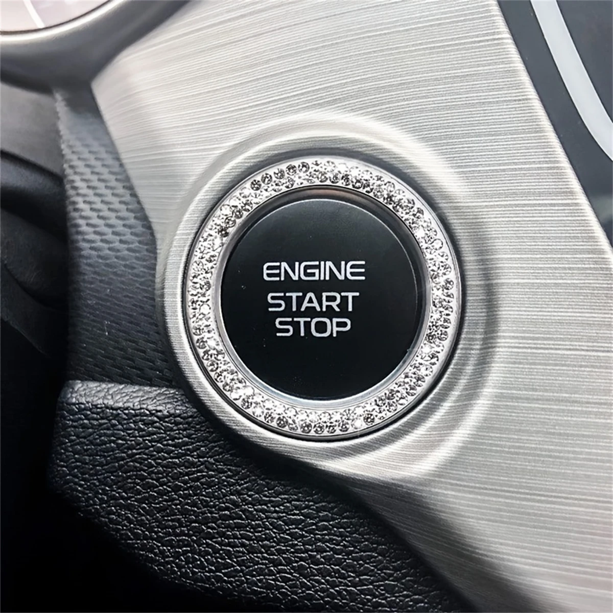 2pcs/set Launch Circle+Button Car one click start stickerCar Start Switch Button Auto Decorative Diamond Stickers Rhinestone