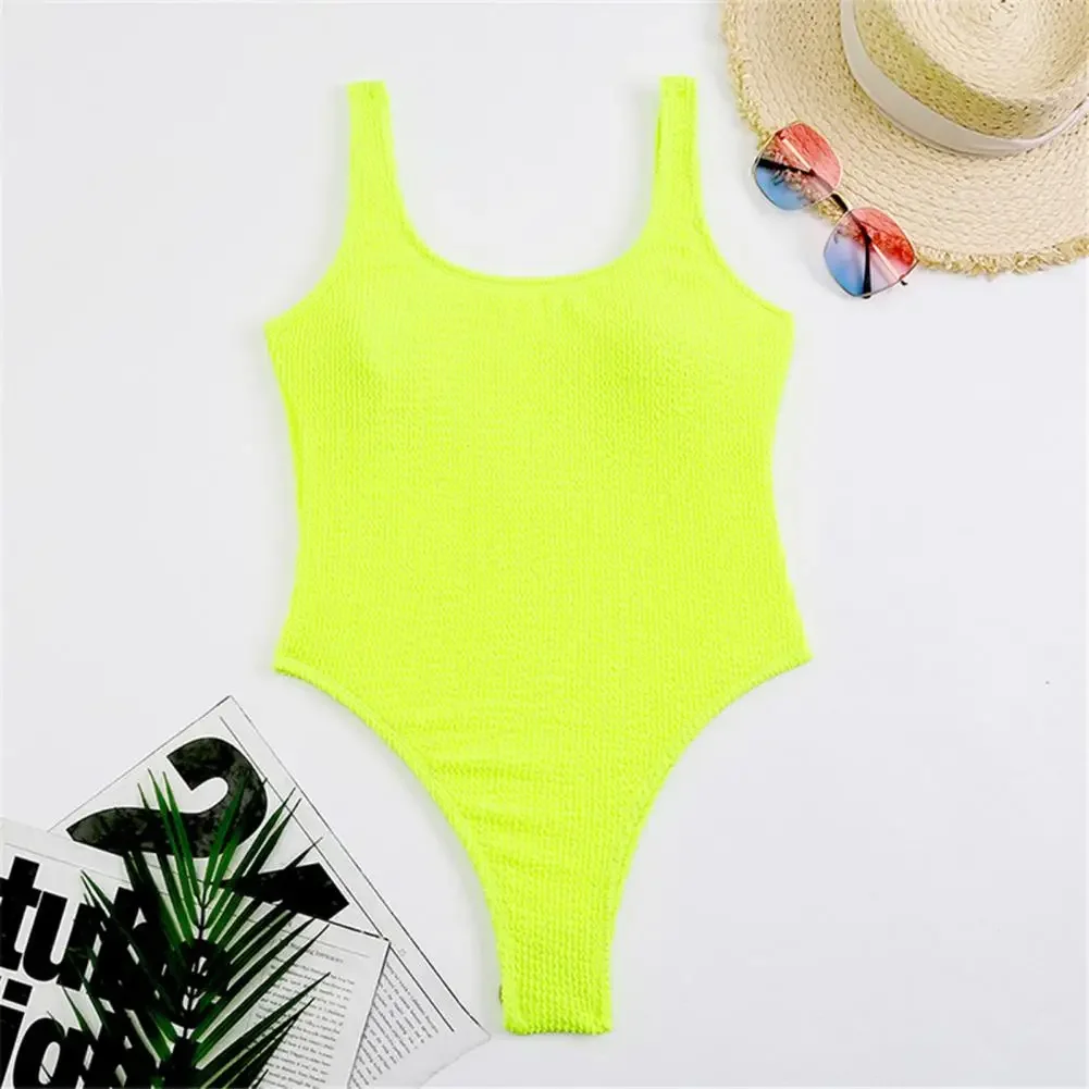 Traje de baño de secado rápido Monokini elegante de color caramelo sin espalda trajes de baño de una pieza para mujer de secado rápido para el verano para flaco