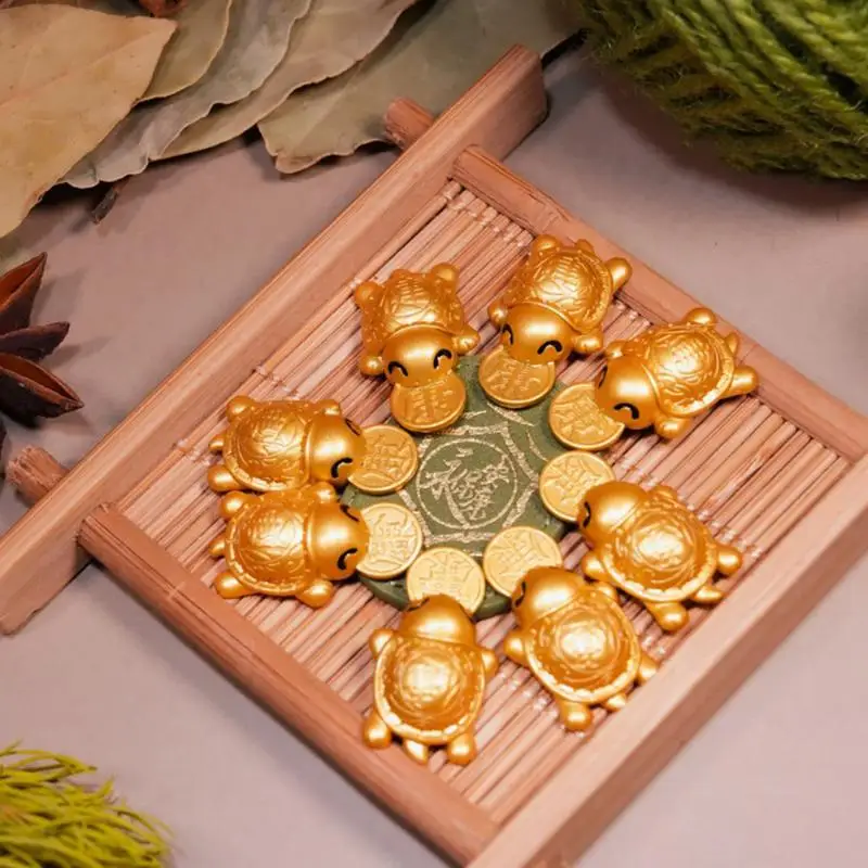Lucky Fengshui Money Biting Turtle Charm Healthy Small Ornament Decor for Purse Office Desktop Car