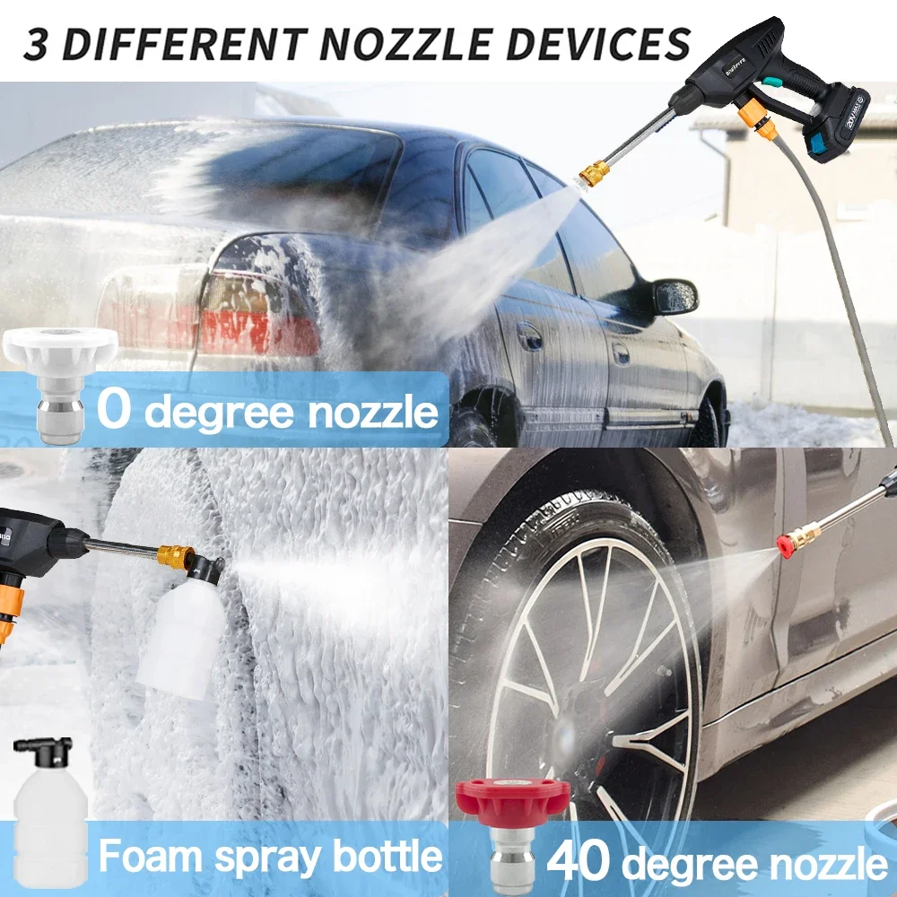 Wireless Electric High Pressure Washing Rechargeable Spray Water Gun  Car Cleaning Gun Handheld Cleaner with Battery Power Tool