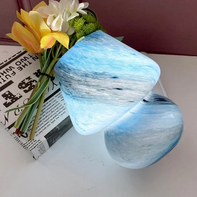 Nordic Glass Table Lamp Mushroom Desk Light For Study Bedroom Living Room Hotel Indoor LED Desk Lighting Room Decoration Fixture