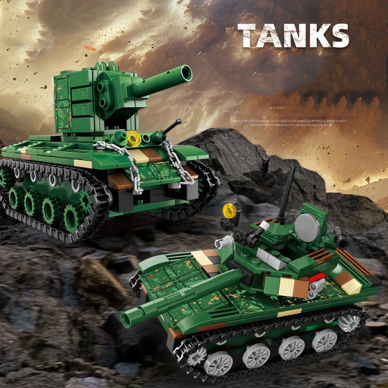 Weltkrieg China Typ 85 Sowjetunion KV-2 Panzer Militärmodell Baustein WW2 Armeekräfte Fahrzeug Ziegel Spielzeug für Jungen Geschenke