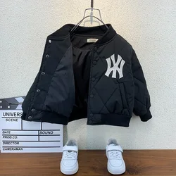Boys Autumn Winter Quilted Padded Jacket New Children Fleece Jacket Boys Handsome Baseball Uniform Winter Coat Boys Clothes