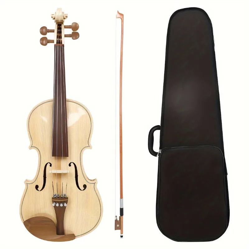 AV-350 4/4 Violin Spruce Board - Handcrafted Solid Wood with Tiger Stripe,  Jujube Wood Fingerboard, Includes Triangular Box