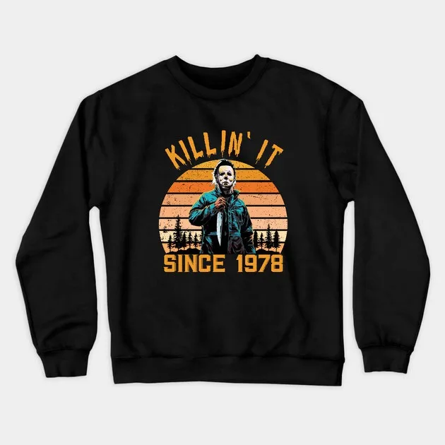 

Autumn and Winter Horror Movie Legend Cotton Crew Neck Sweatshirt This Cool Design Features From The Halloween Movie