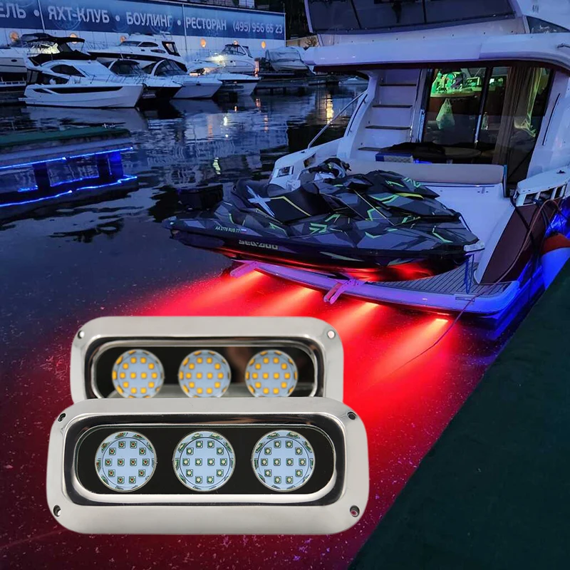 

180W Boat Accessories Underwater DC12V 24V Yacht Lamp Marine Parts RGBW IP68 Waterproof 316L Stainless Steel Fishing Night Light