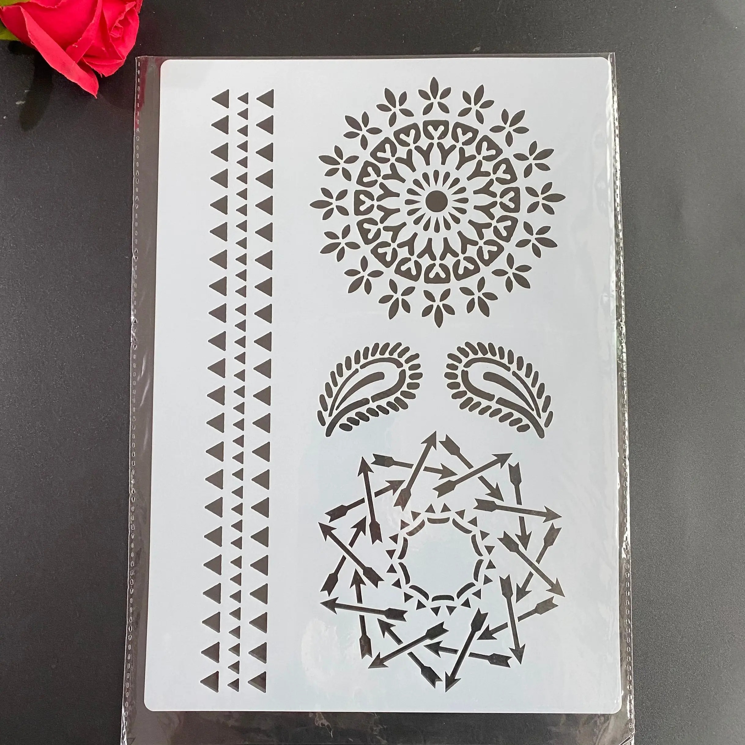 Pochoir pour peinture, Scrapbook, coloriage, gaufrage, Album, modèle décoratif, dessin, mandala, A4, 29x21cm, 1 pièce