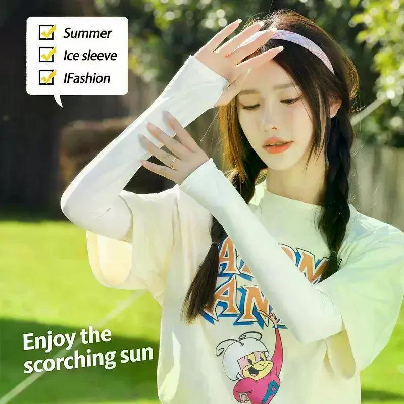 

Summer Ice Sleeves For Cycling Outdoors Driving UV Protection Thin Ice Silk Sunscreen Arm Covers Unisex