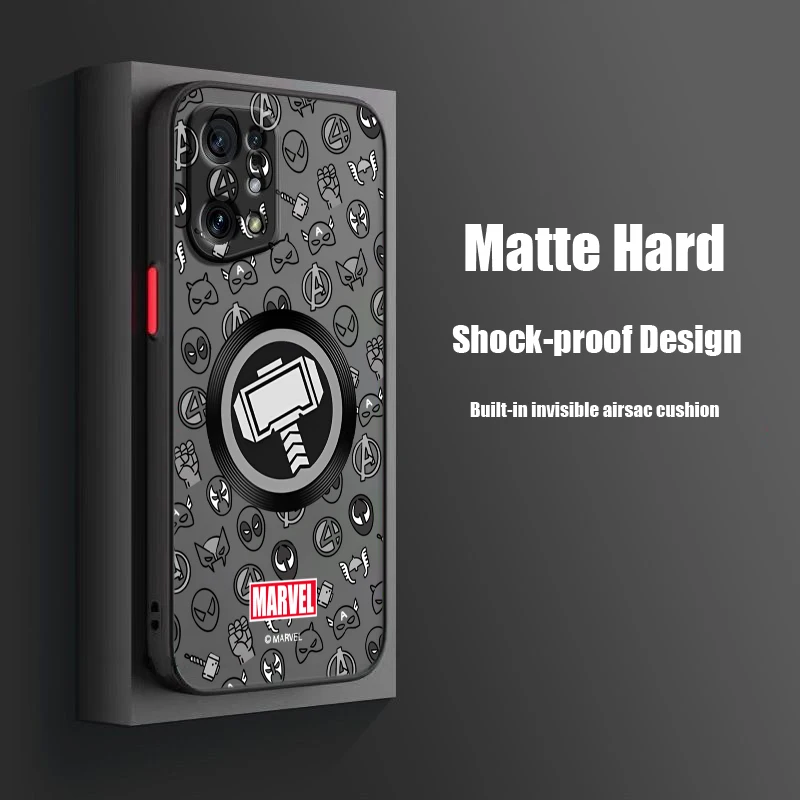 مارفل بطل شعار كول فوندا كابا ل Redmi ملاحظة 14 13 12 11 10 9 8 7 5 4 برو زائد POCO C40 متجمد شفافة جراب هاتف #6