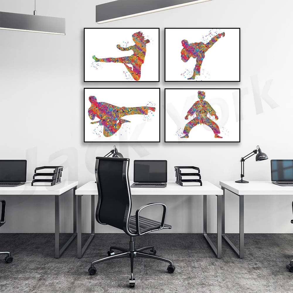 Kata training Karate Kick Man Shotokan Karate Kick print Sport Wall Art Karateka sports poster Watercolor Kids Karateka poster