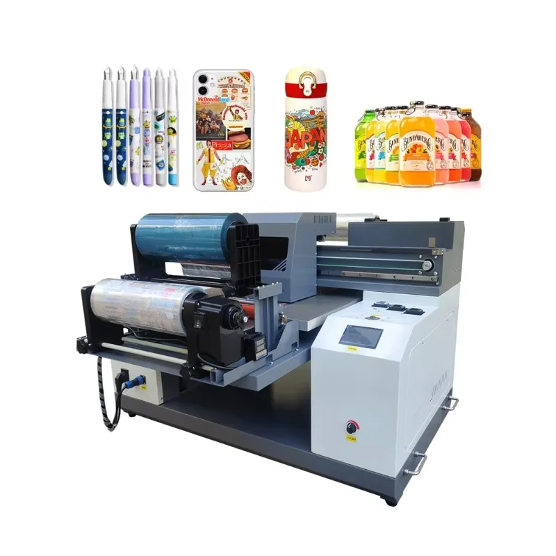Customized 6060 DTF UV Film Leather Tube Flex Printer 3D Roll To Roll Digital Inkjet Flatbed UV Xp600 For A/B Film
