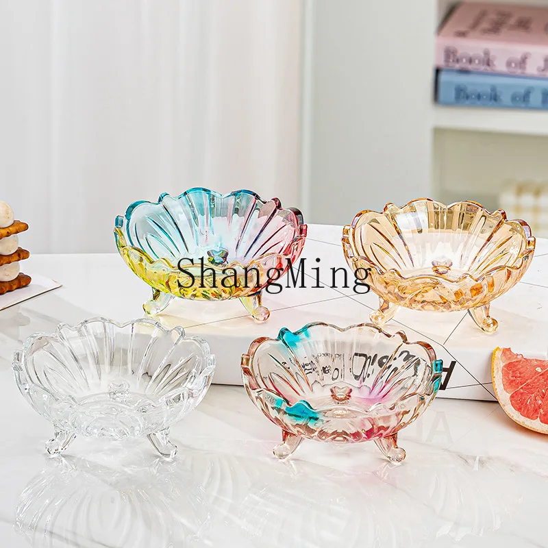 CL glass fruit plate creative living room household exquisite small fruit basket cake snack plate dried fruit plate