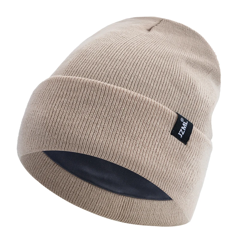 Neue Stil JZML Brief Plüsch Satin Gefüttert Antistatische Beanie Hut Herbst & Winter Hüte Für Männer Und Frauen Outdoor gestrickte Hüte – Detail 12