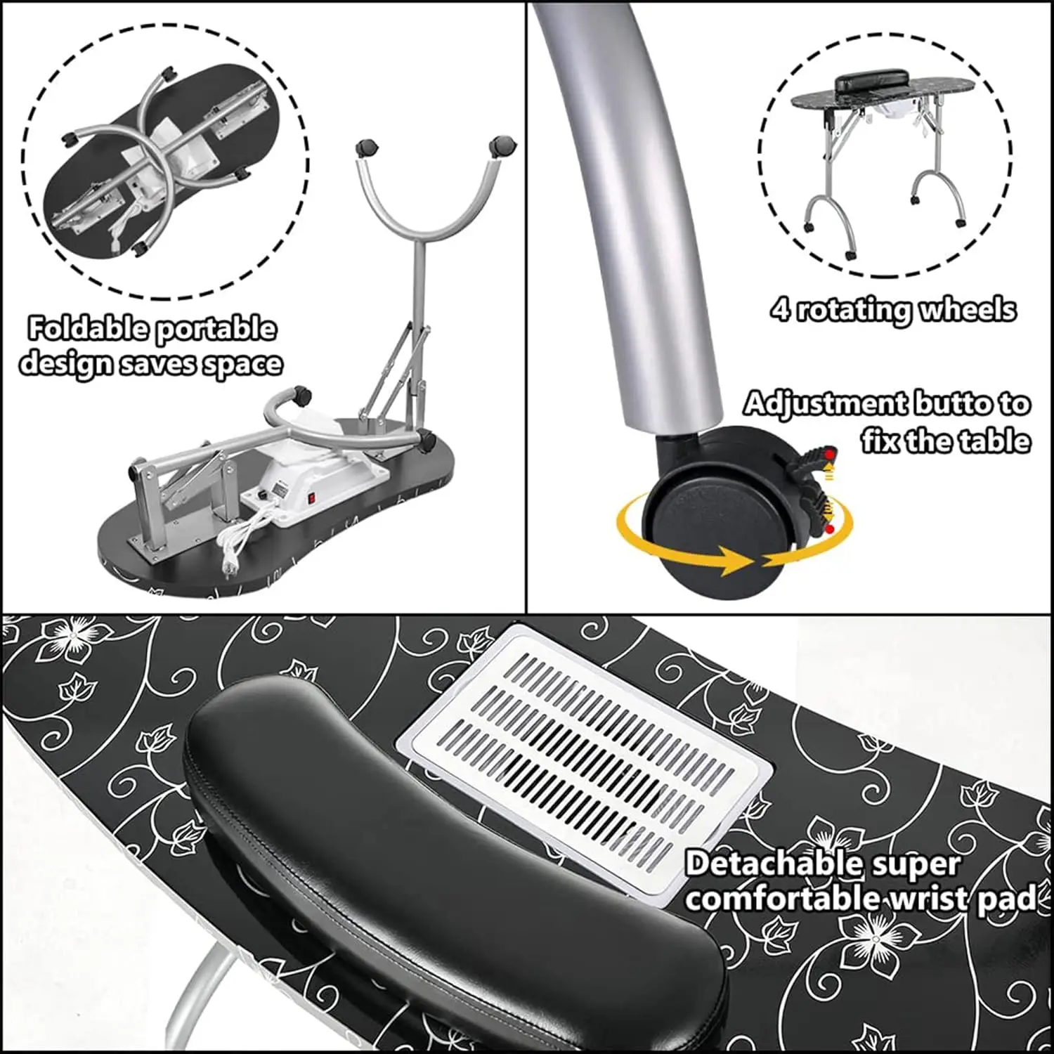 المهنية 35 ''L المحمولة وقابلة للطي تنفيس الجمال طاولة مانيكير فني الأظافر مكتب محطة العمل صالون سبا مع المكبر الولايات المتحدة