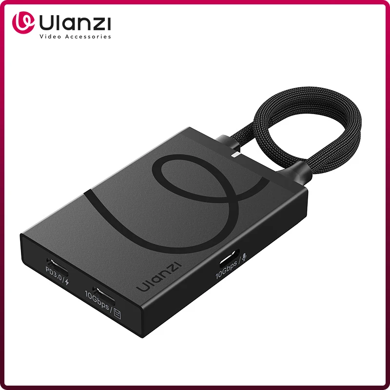 Ulanzi H1 4-in-1 USB-C Media Hub USB-C 3.2 4K 10Gbps Date Transmission Multiport HDMI PD Fast Charging Adapter w 1/4'' Cold Shoe