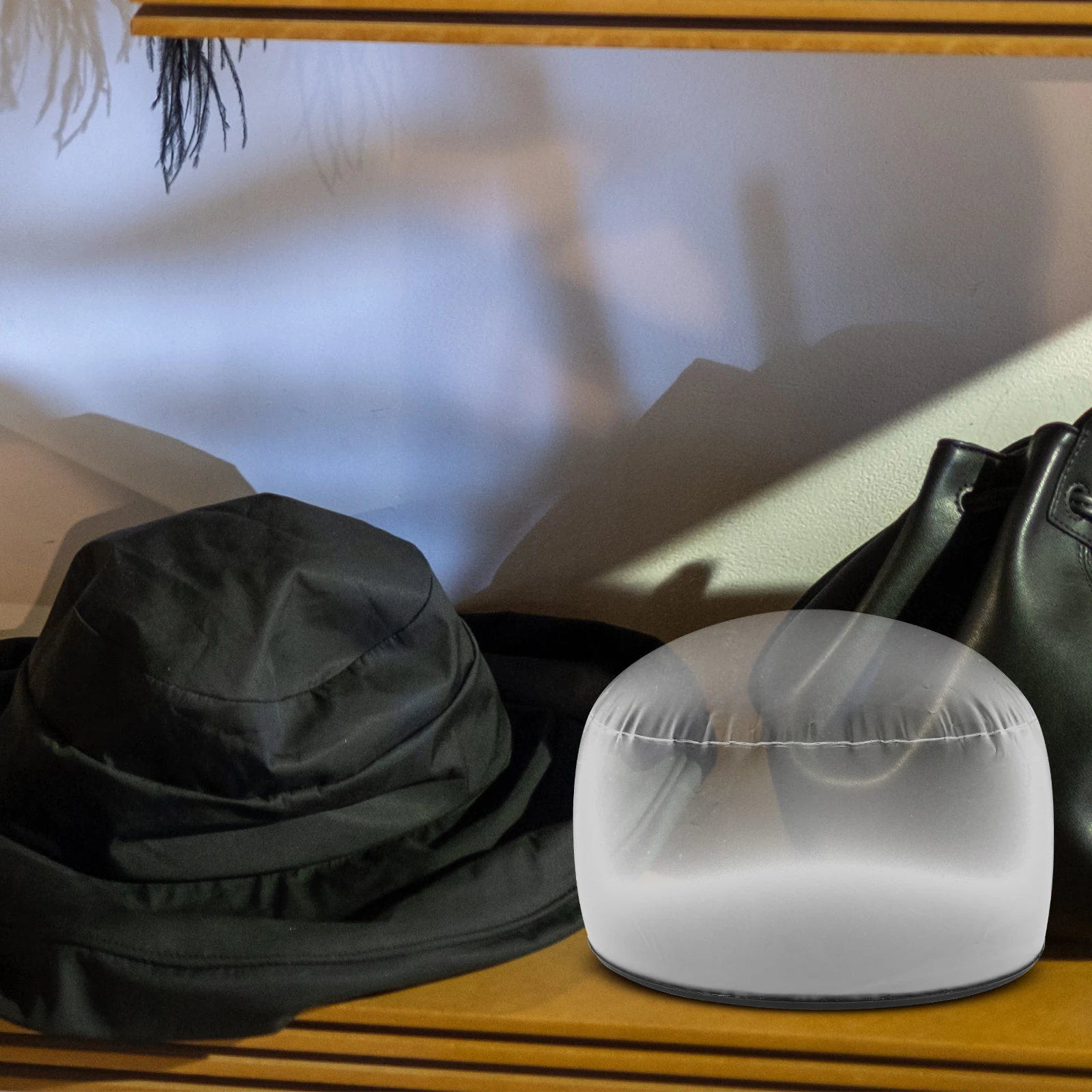 

Inflatable Hat Desktop Inflatable Hat Holders Rack for Baseball Cap Black PVC Travel Stand Display Support Storage