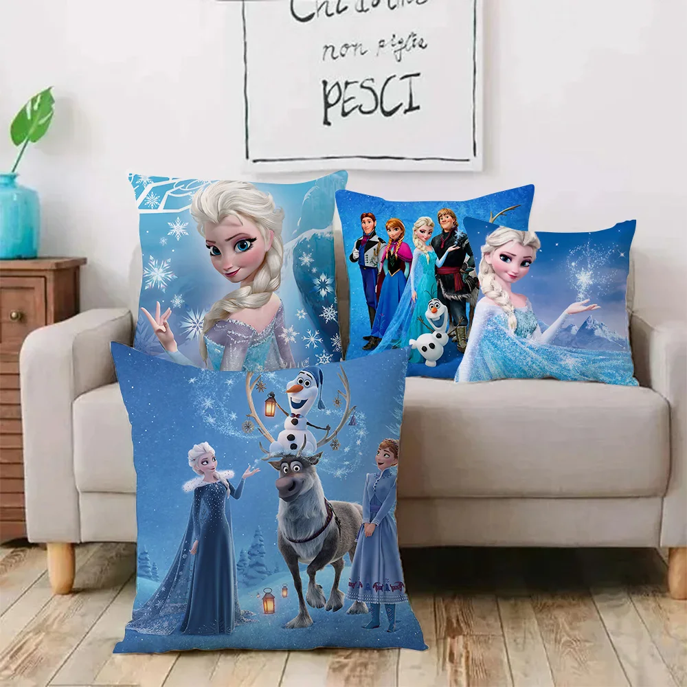 Frozen Pillow Covers Cartoon Sofa Decorative Home Double-sided Printing Short Plush Cute Cushion Cover