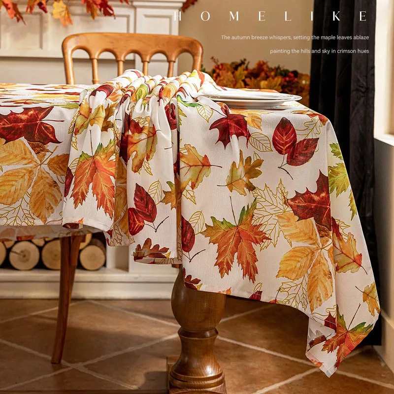 New American Maple Leaf Printed Tablecloth Waterproof Anti-Scratch Table Cover for Dining Soft Dust-Proof Tablecloth for Party