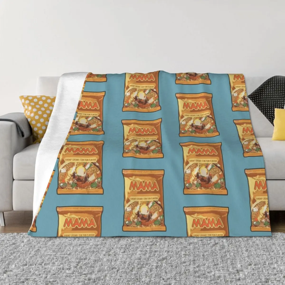 

Mama Noodles Throw Blanket Sofa Flannel Fabric Polar Blankets