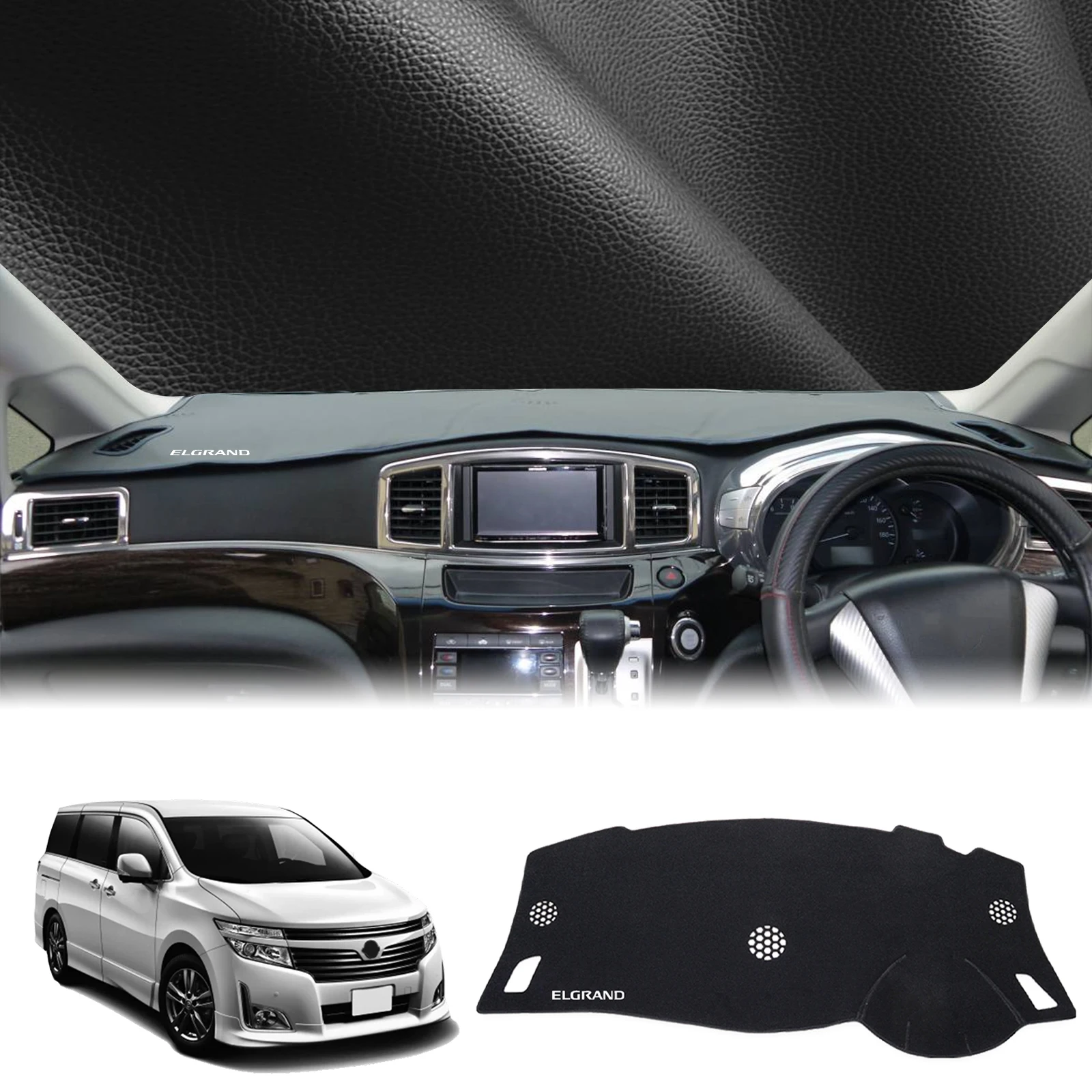 

fit for Nissan Elgrand E52 white logo RHD Car Dashmat Dashboard Cover Pad DashMat Sunshade Protective Carpet Accessories