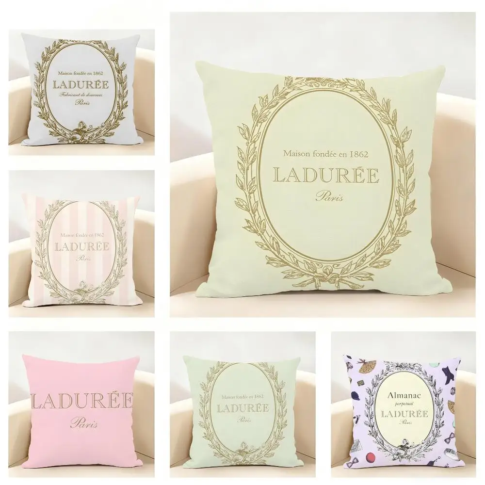 Stylish Luxurious Delicate L-Laduree Art Cushion Cover Linen Minimalist Soft  for Sofa Bed Home Room Decor