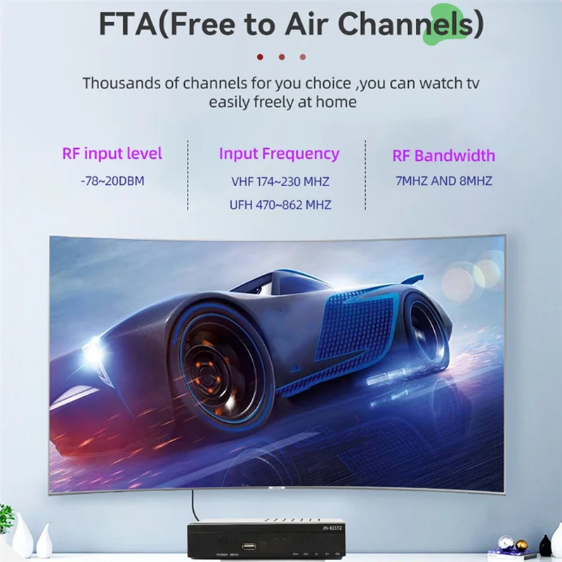 Digital Terrestrial TV Receiver JN812T2 H. 265 TDT DVB-T2 EPG TV Tuner For HD/Old TV EU Plug