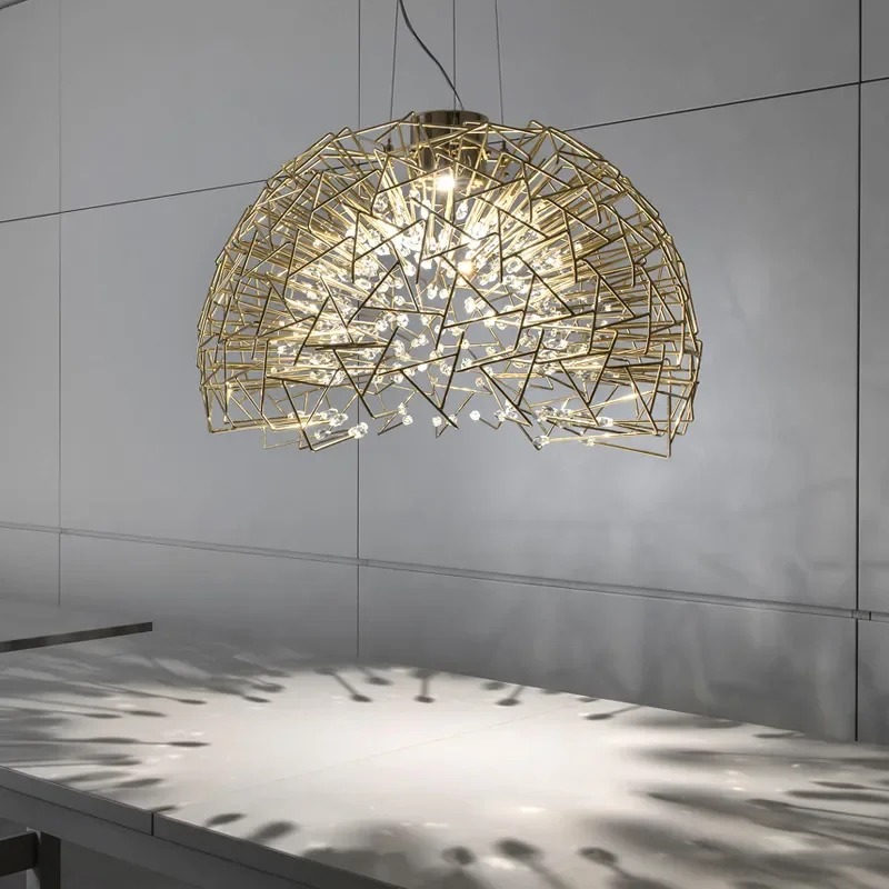 Small Round Crystal Chandelier Luxury Star Design Pendant Light Creative Dandelion Lamp for Bedroom Restaurant Window Display