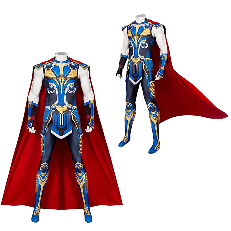 Thor Love and Thunder Cosplay Costume Adult Bodysuit Printing Outfit Cape Full Set Halloween