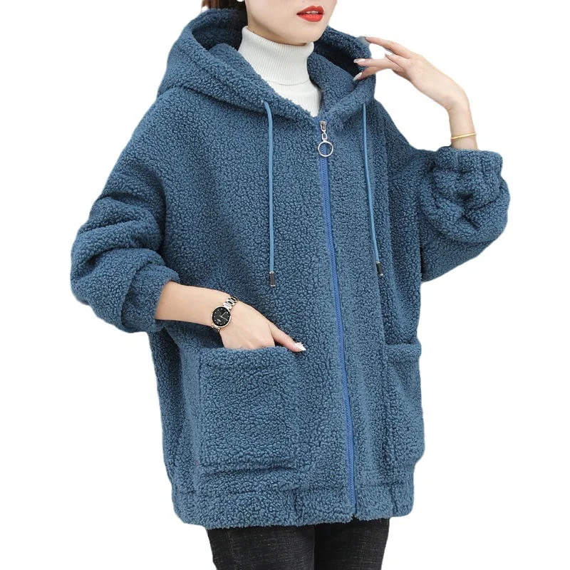 

Lamb Wool Loose Sweatshirt Women's Coat