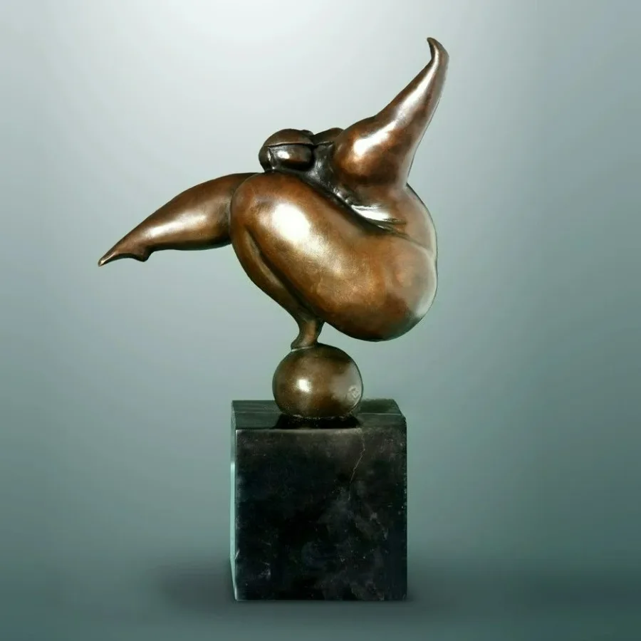 Bronze Fernando Botero Chubby Woman Sport Statue Abstract Fat Female Yoga Sculpture Copper Famous Art Replica Home Decor
