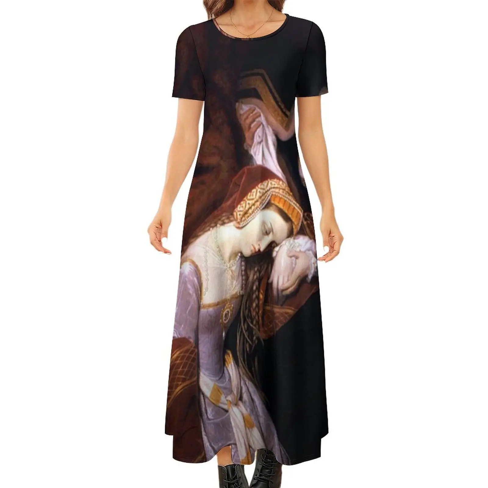 

Anne Boleyn in the Tower by Edouard Cibot The six Round Neck Short Sleeve Dress beach dresses