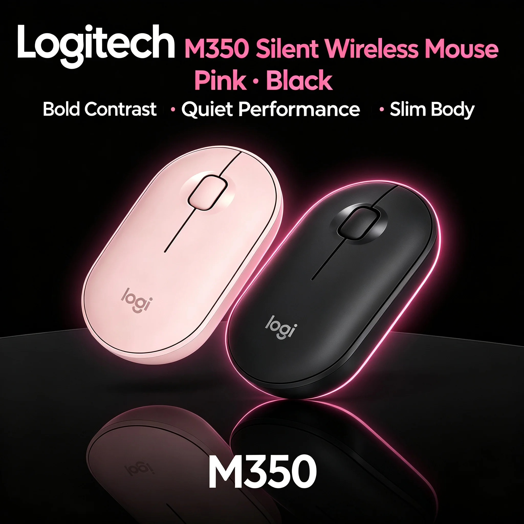 Logitech M350 Pebble Wireless Mouse Silent Click Easy Carry Mice For Home Office Computer