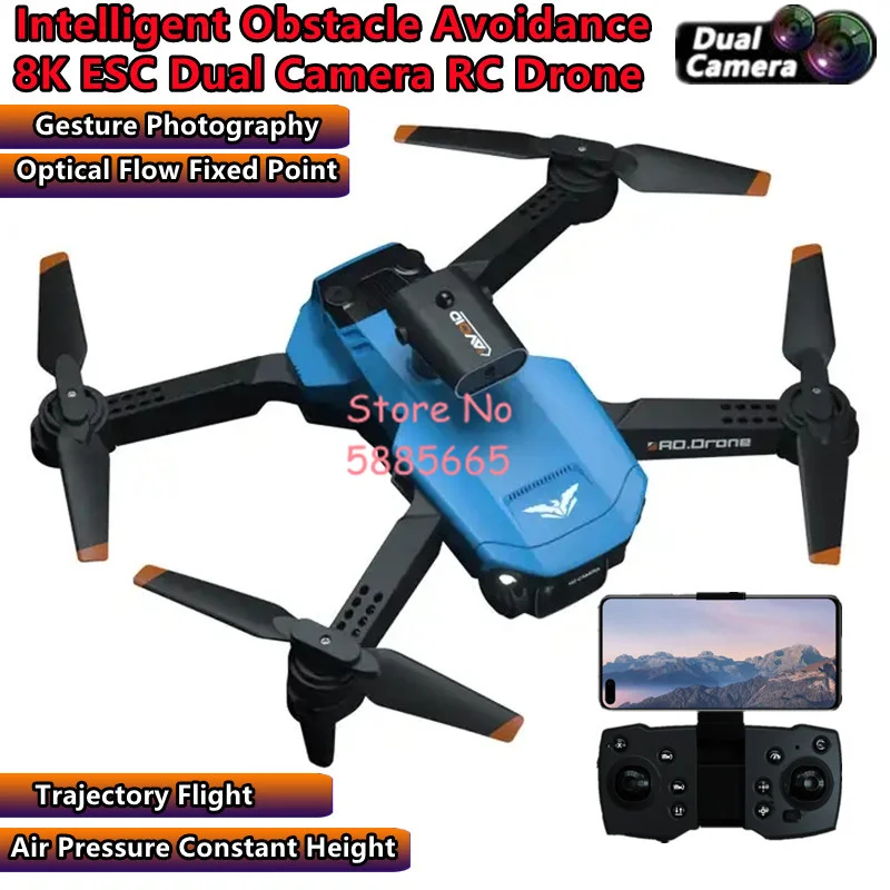 

WIFI FPV Smart Obstacle Avoidance 8K HD ESC Dual Camera Remote Control Drone Gesture Photography Optical Flow RC Drone Toy