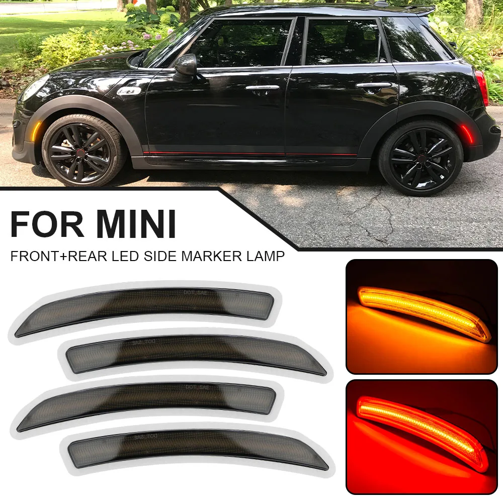 

4x Front & Rear LED Side Marker Lights For Mini Cooper F55 F56 F57 2014 2015 2016 2017 2018 2019 Front Amber Rear Red Indicator