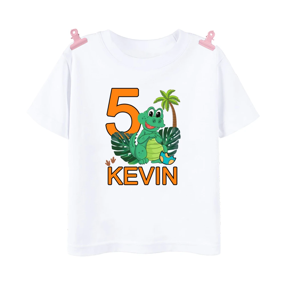 Gepersonaliseerde Kinder Verjaardagsshirt Dinosaurus Met Naam 1-9 Verjaardag T-Shirt Wild Tee Jongens T Shirts Dino Thema Feest Outfit Tops