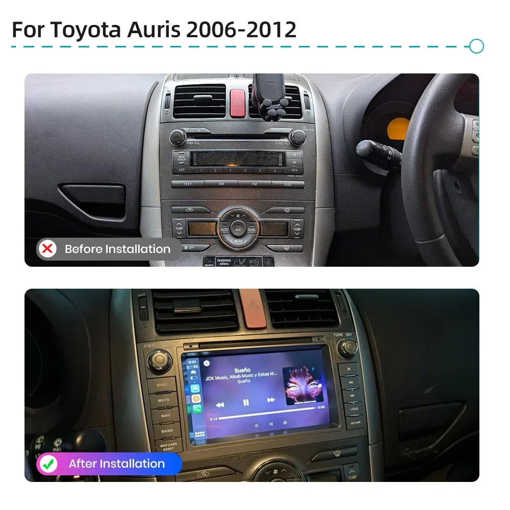 CarPlay Android 13 Car Multimedia Player Stereo Car Radio For Toyota Auris 2006-2012 GPS Navigation WiFi 4G Bluetooth Head Unit