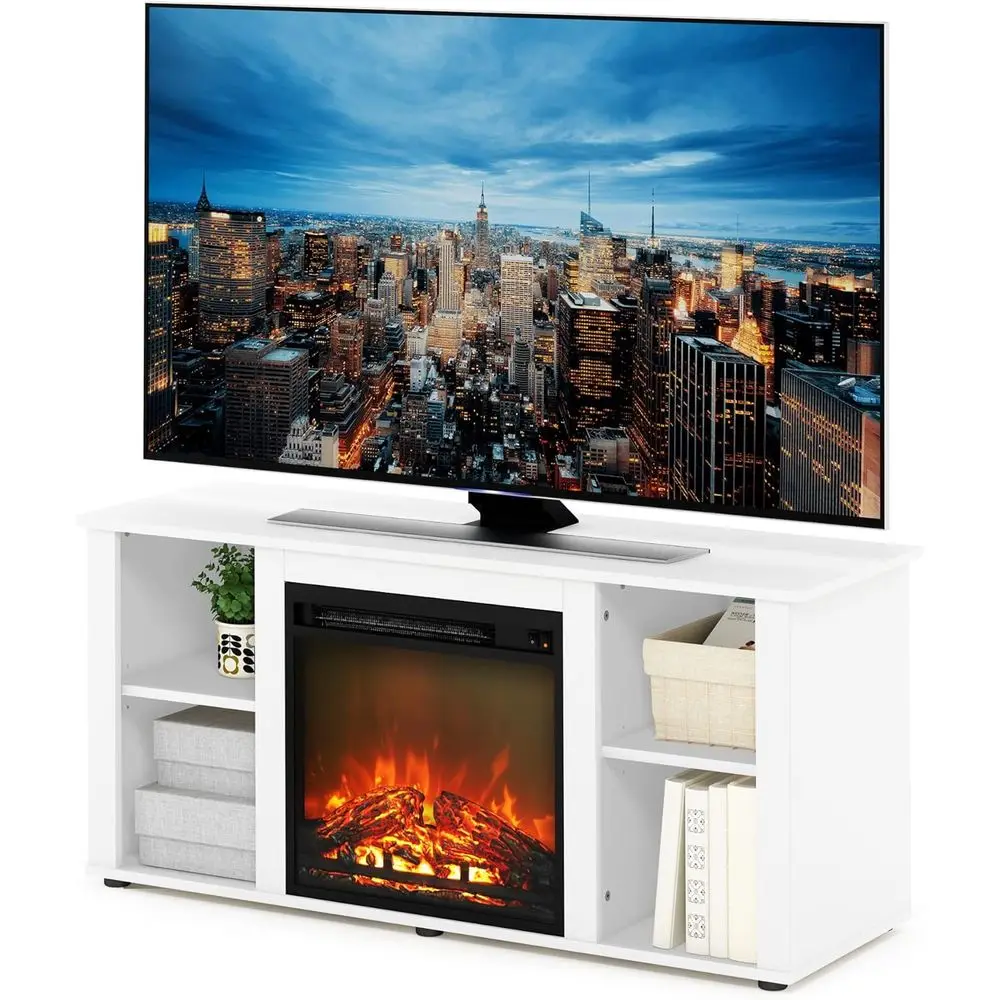

White 55 TV Electric Fireplace Stand by Jensen Entertainment Center