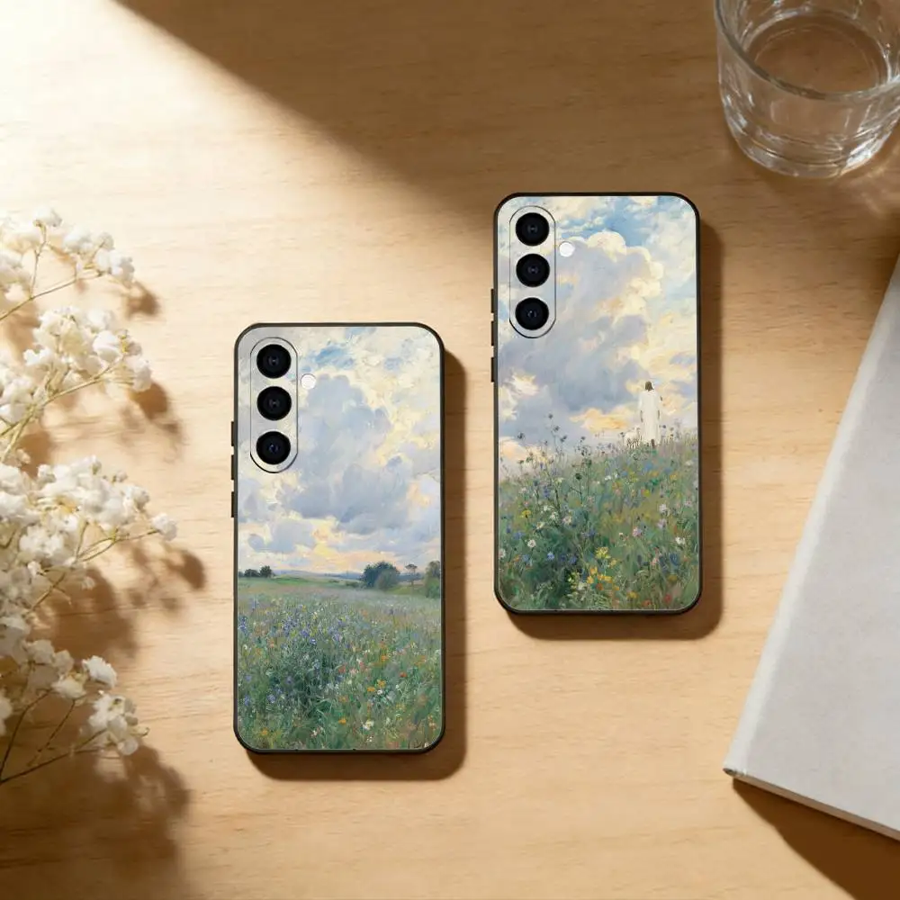 Oil Painting Series Phone Case Black Silicone Soft For Samsung Galaxy A73,A72,A71,A70,A53,A52,A51