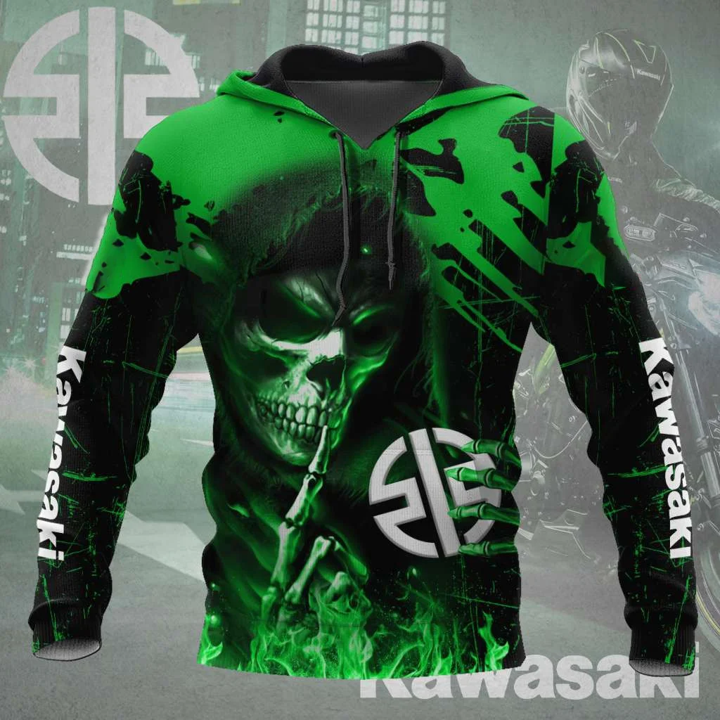 Kawasaki Oversized Hoodie Extreme Sports Mens Clothing High-quality Sweatshirt Racing Suit Motorcycle Uniform Unisex Child Men's