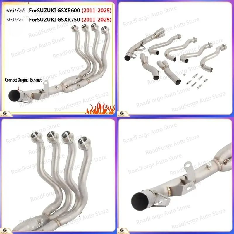 Slip On Motorcycle Exhaust Pipe for SUZUKI GSXR600 GSXR750 2011-2025 Front Link Connect Original Muffler Escape System