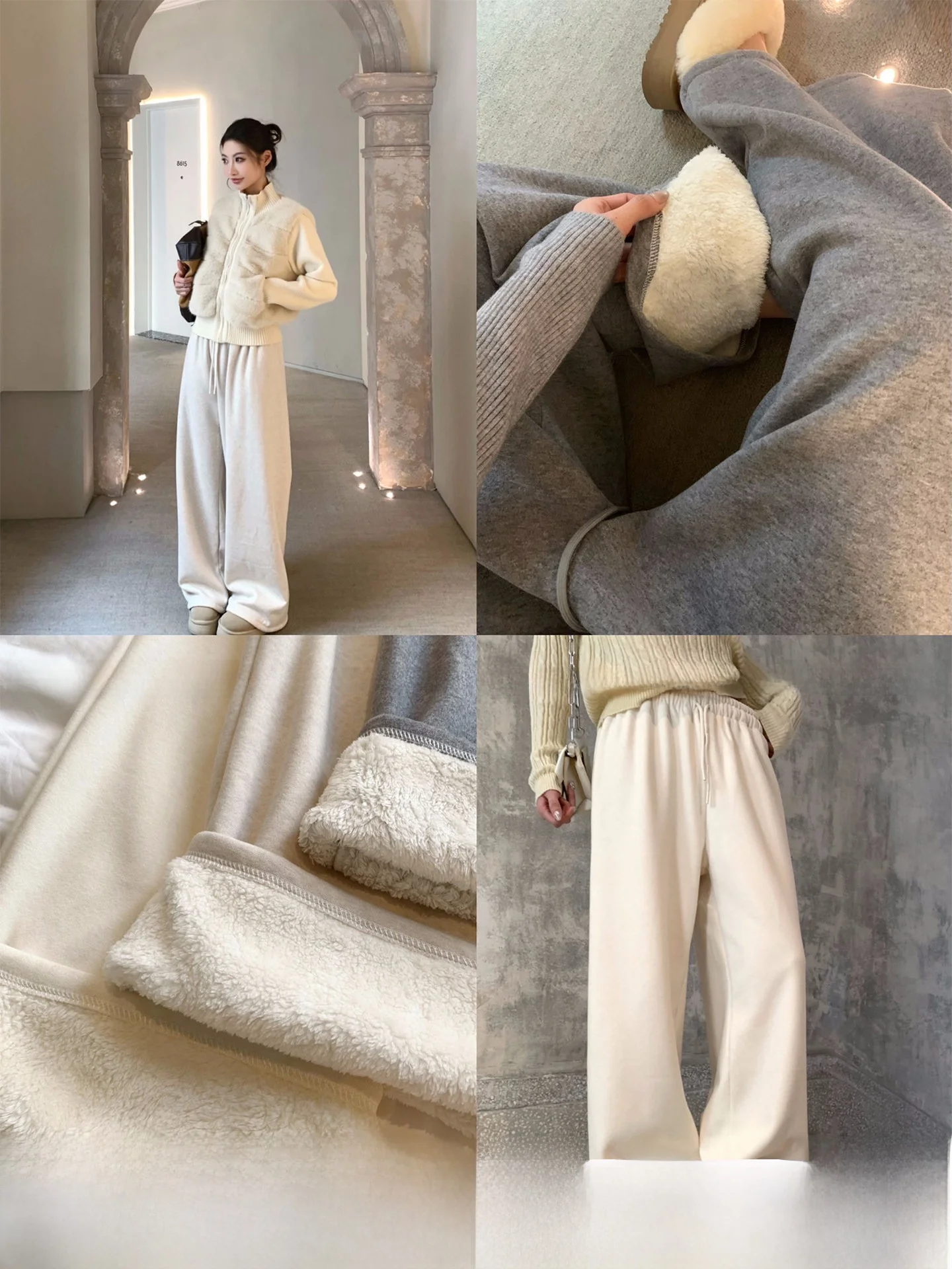 

GV Long Velvet Thickened Winter Pants Drawstring Straight Leg Women's Trousers Autumn Winter New Style High Waist Long Pants