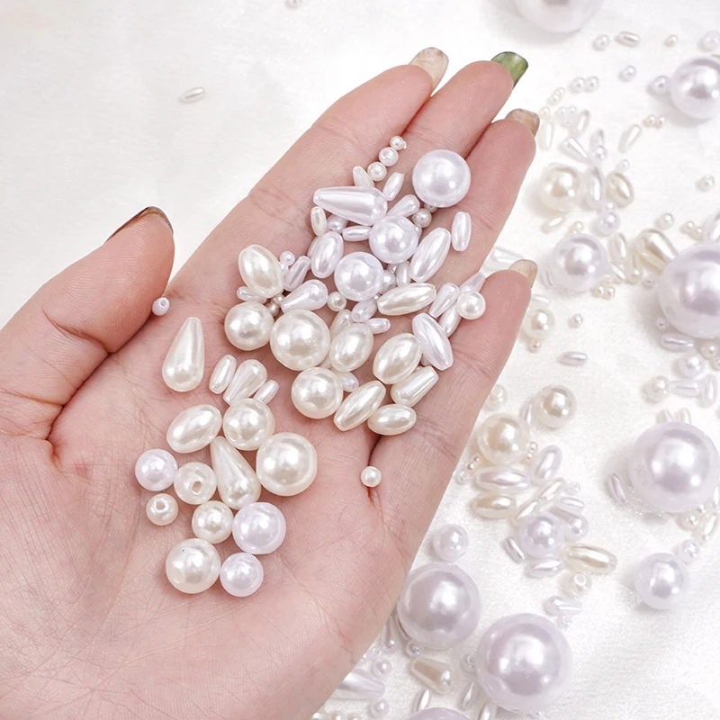 ABS Plastic Imitation Pearl Beads Ivory/White Loose Spacer Beads For Jewelry Making DIY Bracelet Necklace Earrings Accessories - view 3